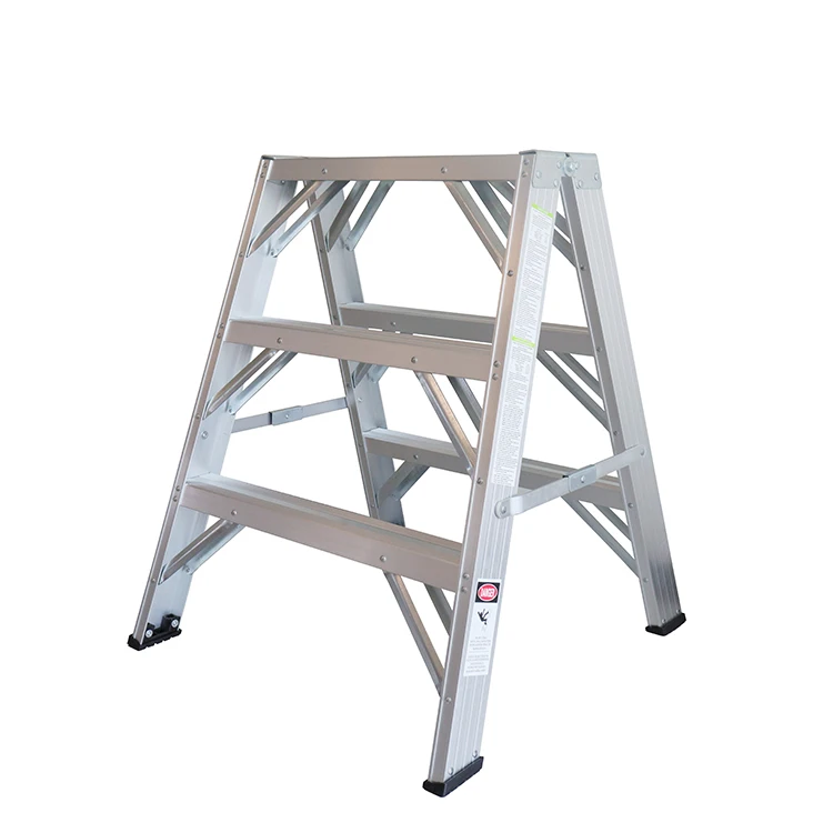 300-Pound Duty Capacity Wide Pedal Type Ia 3-Foot Folding Sawhorse Step Ladder with Aluminum/Aluminium