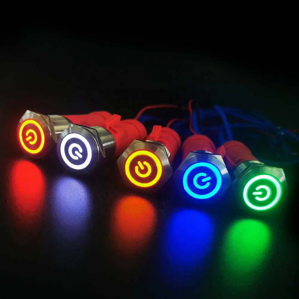 IP67 Metal High Current 15A 20A Power Logo Latch Type Led Light Push Button Switch 10a