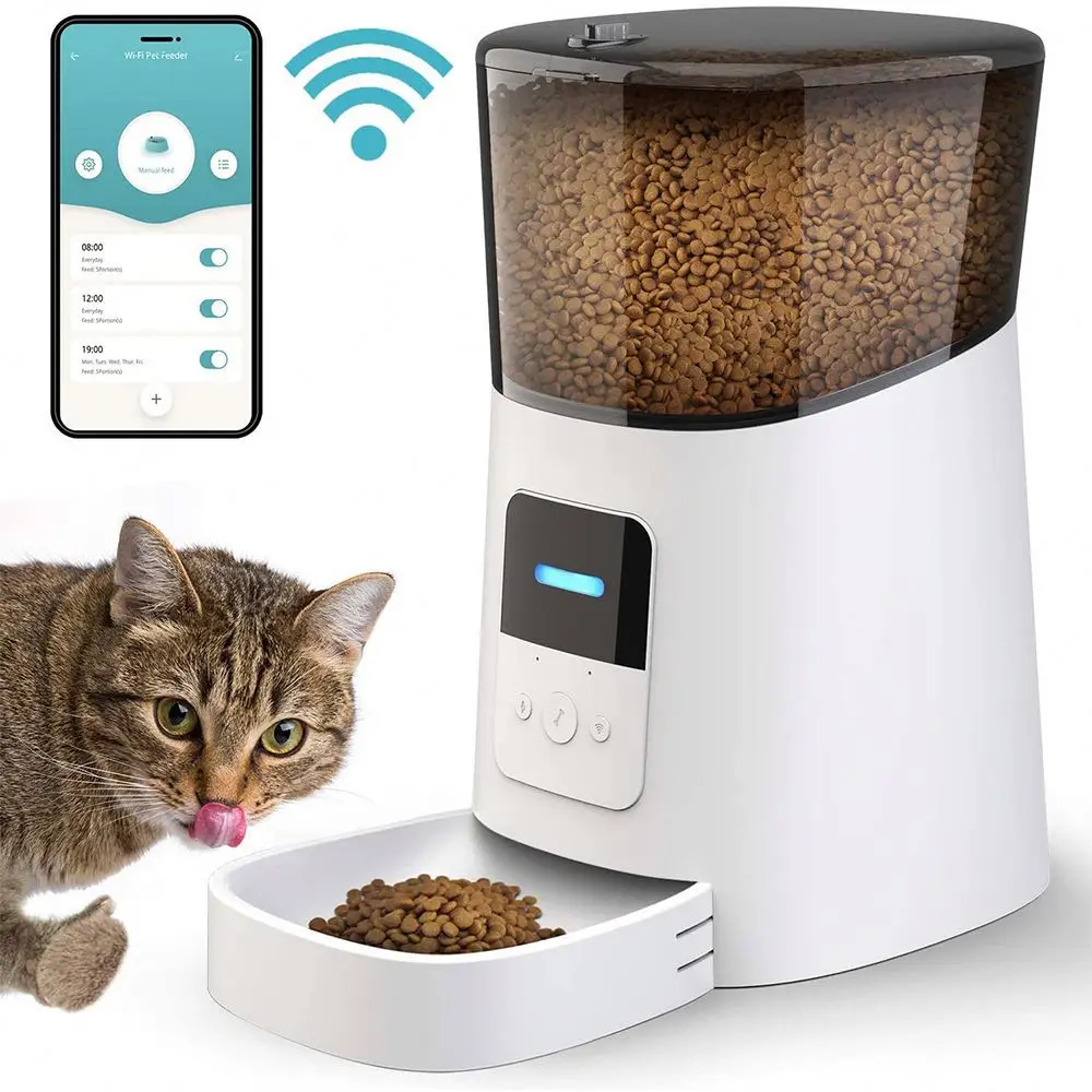 Smart Automatic pet feeder for cats and dogs wifi pet feeder with camera