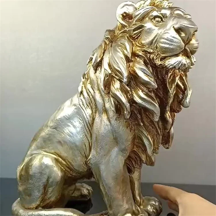 European style antique silver lion decoration handicraft resin sculpture desktop decoration