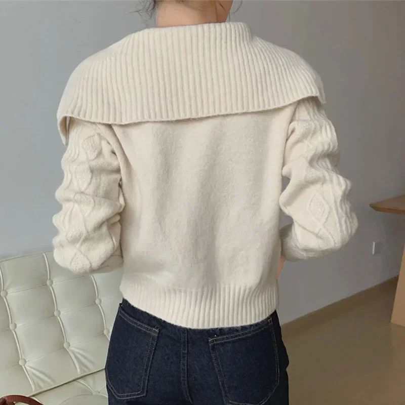 Women Sweaters Solid Color Autumn Winter Fashion Female Knitted Pullover Tops Lady Long Sleeve Vintage Knitwear