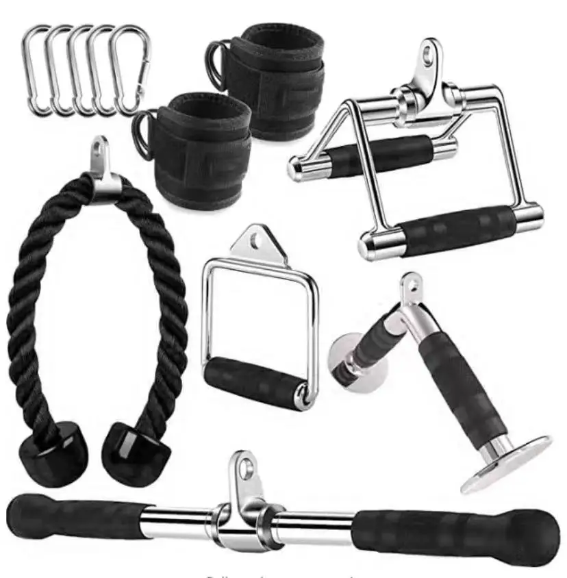Deti Multi Equipment Fitness Accessories  Exercise Grip Bicep Press Cable Attachments Wide Grip Lat Pull Down Bar