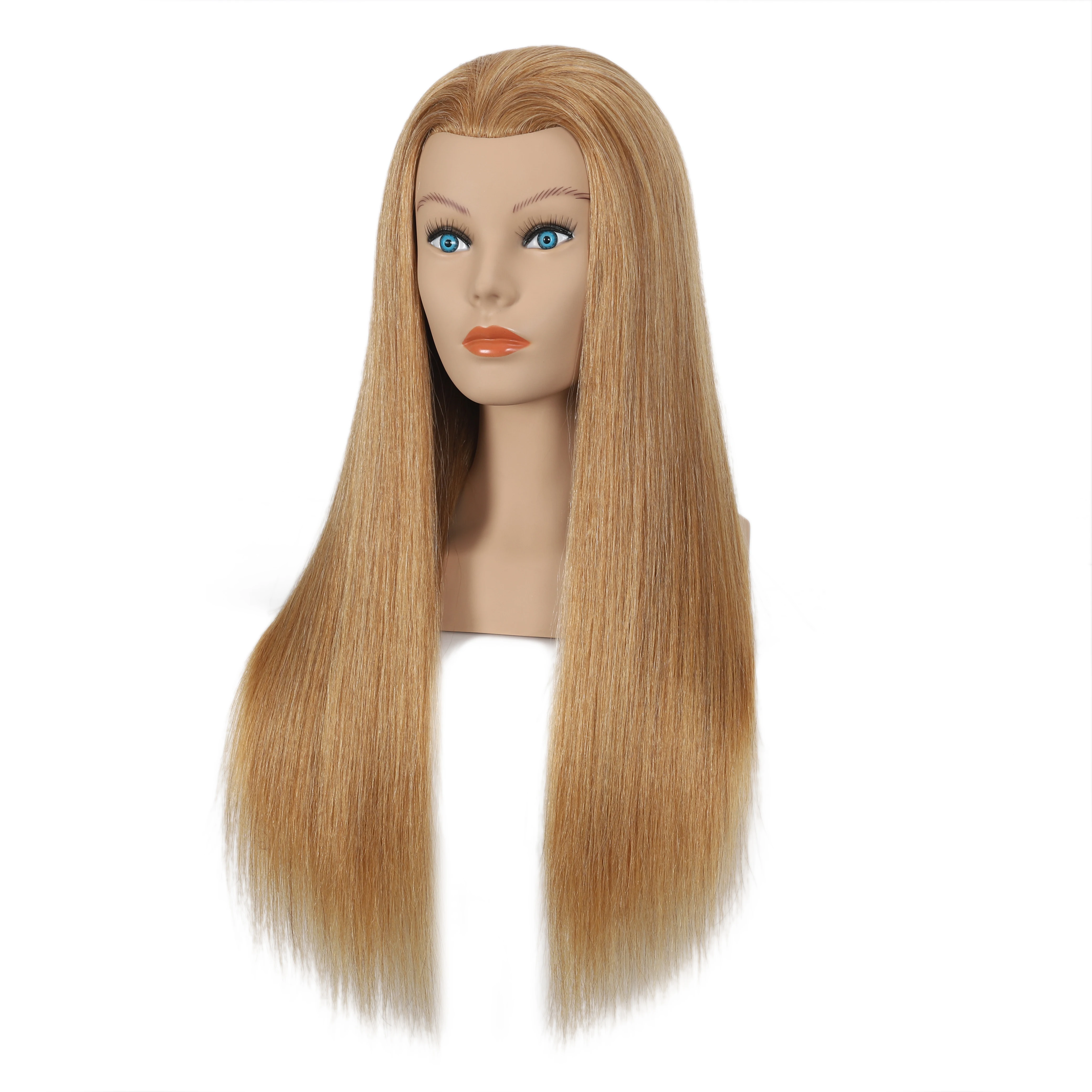 J16 Face Female Makeup Head Mannequin Synthetic or Human Hair PVC Training Head Realistic Model