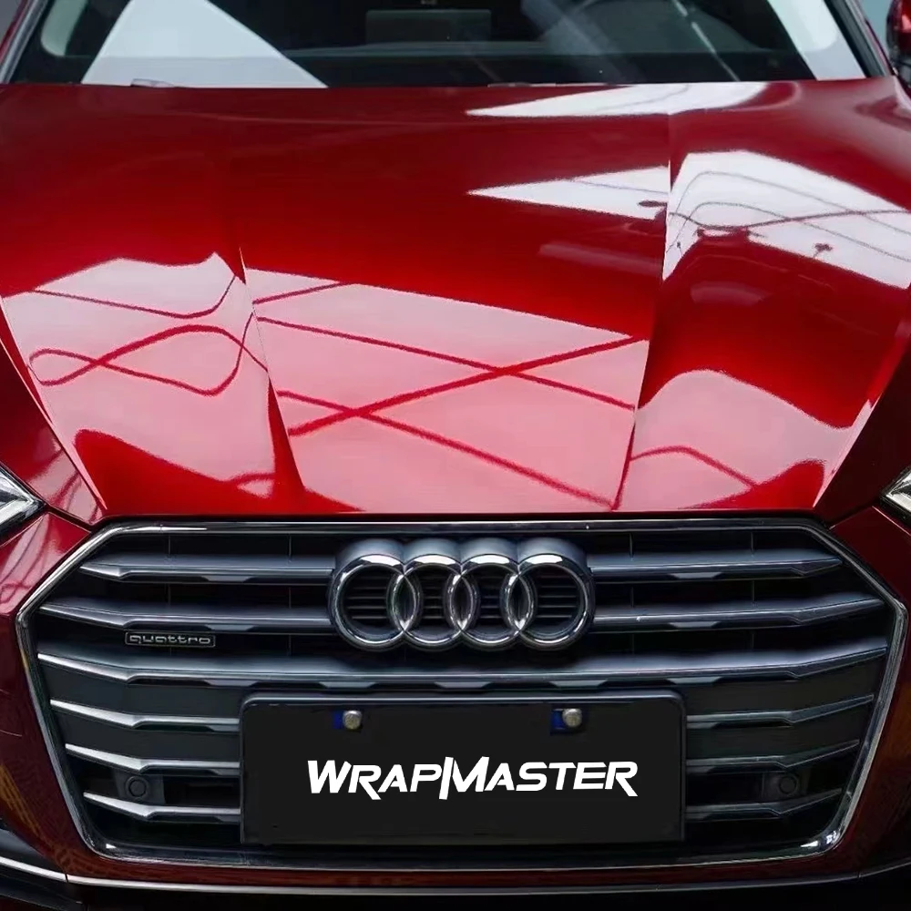 TSAUTOP 1.52*18m ROHS PET Glossy Metallic Vinyl Cherry Red Car Wrap