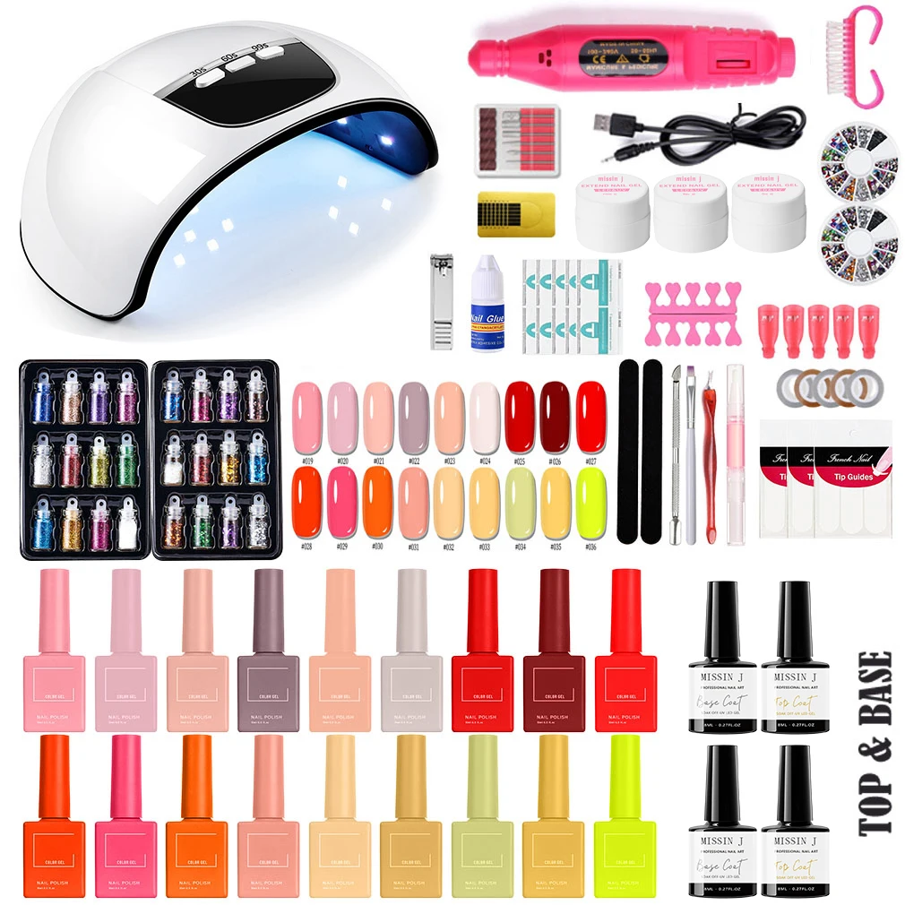 Manufacture Good Quality Nail Rhinestone File Tools Kit Accessories Nails Drill Machine Pedicure Set with UV LED Lamp and Tools