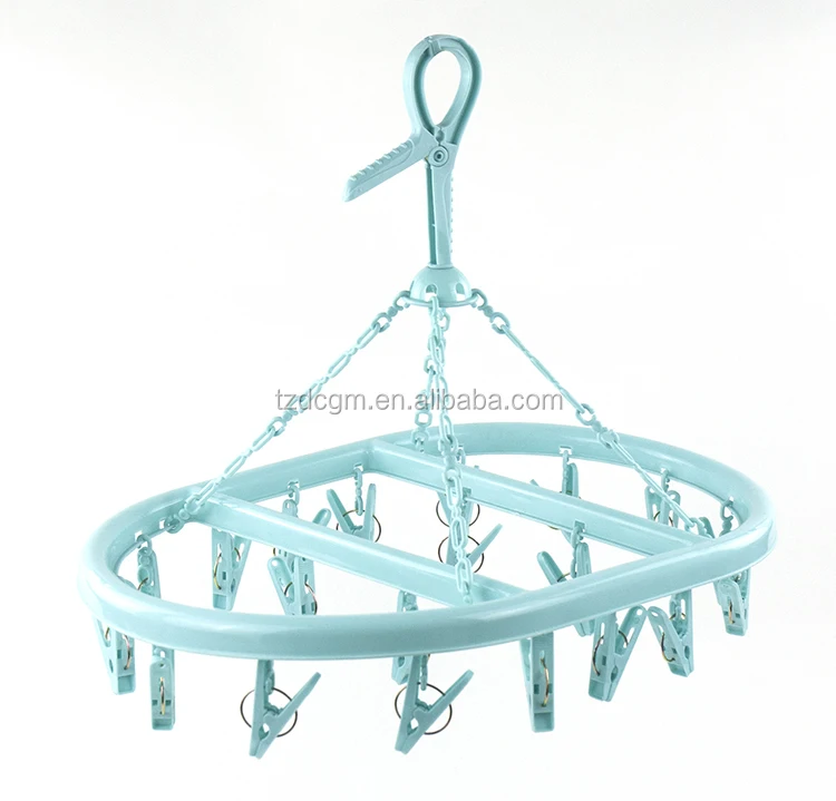 
2020 Good Quality Best Selling oval-shaped Plastic Clothes Hanger with 20 Pegs For Socks 