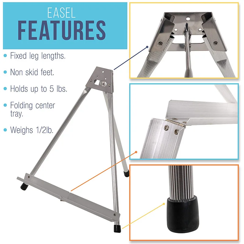 Meihui Aluminum Tabletop Display Easel Portable Artist Tripod Stand for Holds Canvas Paintings Books Presentations