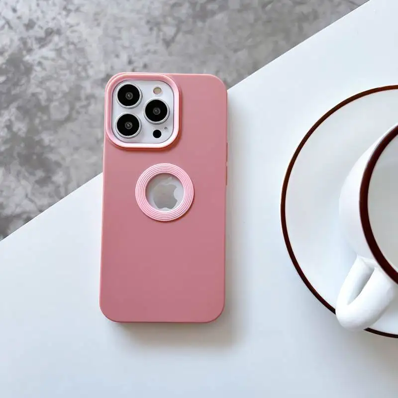 Display logo hollow carved design Liquid TPU phone case for iPhone 13 Pro max