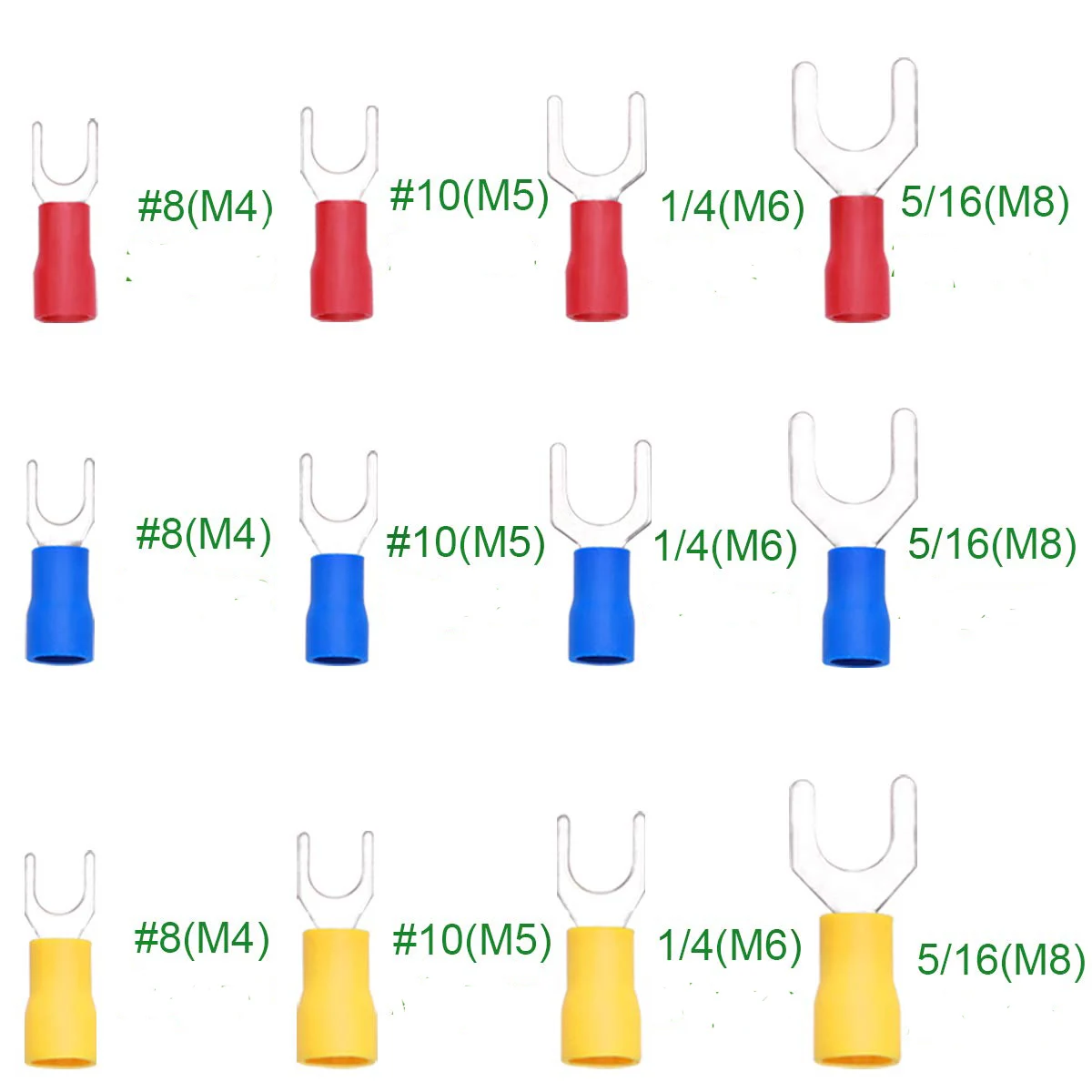 SV Quick Disconnect Electrical  Insulated Fork Spade U-Type  Crimp Terminals Connectors M3/4/ 5/6 / 8/10