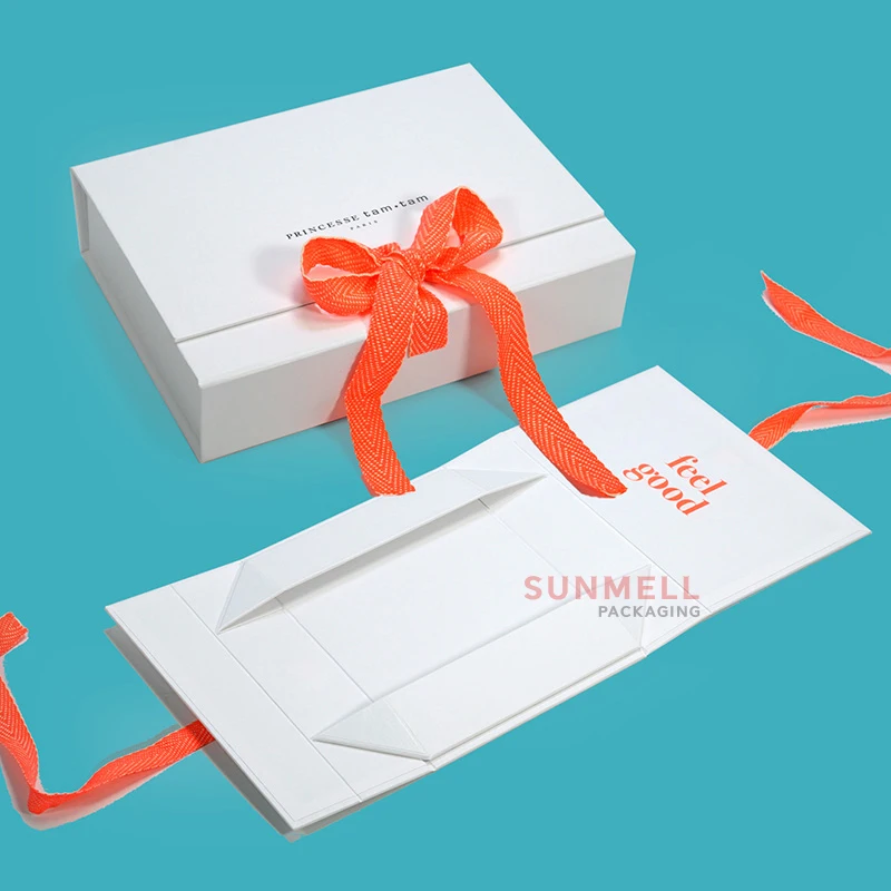 Custom Magnetic Folding Paper Gift Box For Lingerie Cardboard Folding Clothes Packaging Boxes With Ribbon