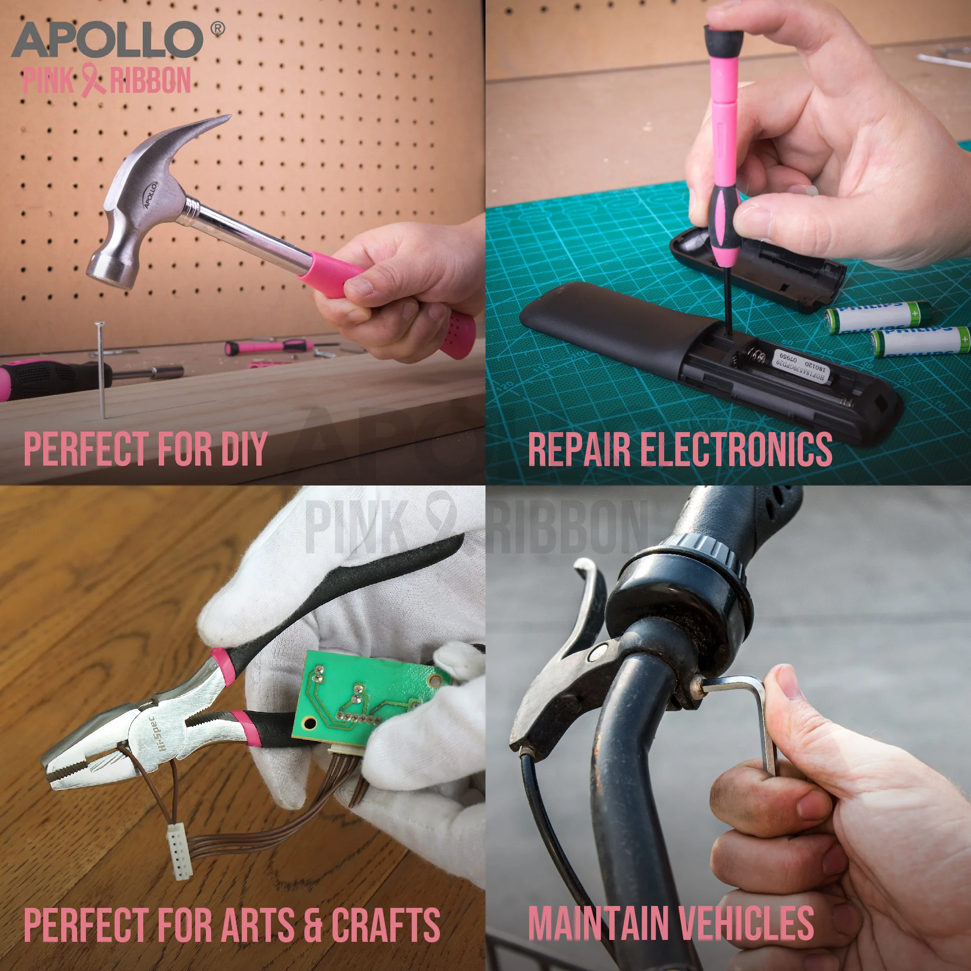 39pc Pink Home & Office DIY Tool Kit Set Complete Essential Household Hand Tools in a Compact Portable Tool Box. OEM ODM Ready