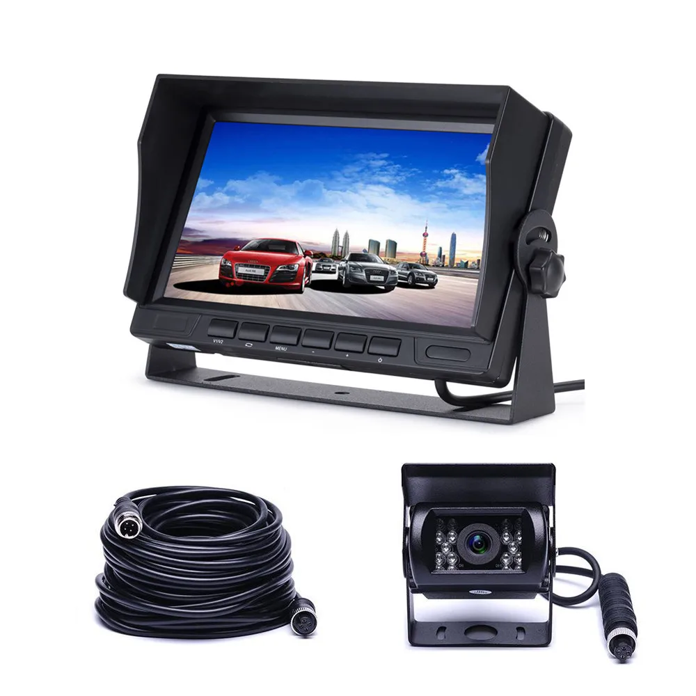RV Backup Camera HD 7 Inch AHD Monitor Rear View Cam Kit Truck Trailer Wheel Camper Parking System 2 Channels Easy Installation