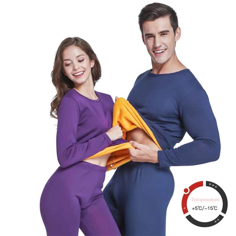 Двухслойное простое однотонное теплое Мужское нижнее белье N020 большого размера с круглым вырезом и длинными рукавами