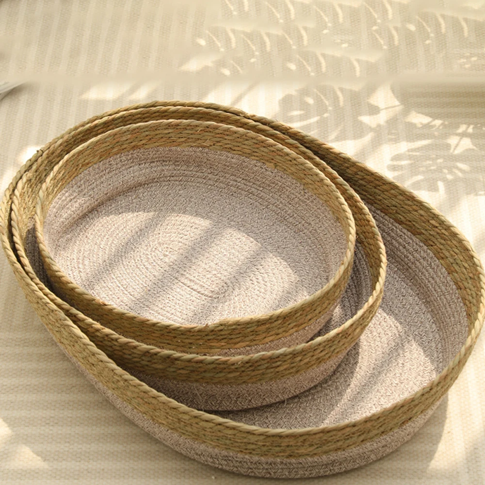 Rattan Pet House Woven Pet Sleeping Basket Beds With Plump Pillow Wicker Cat & Dog Bed