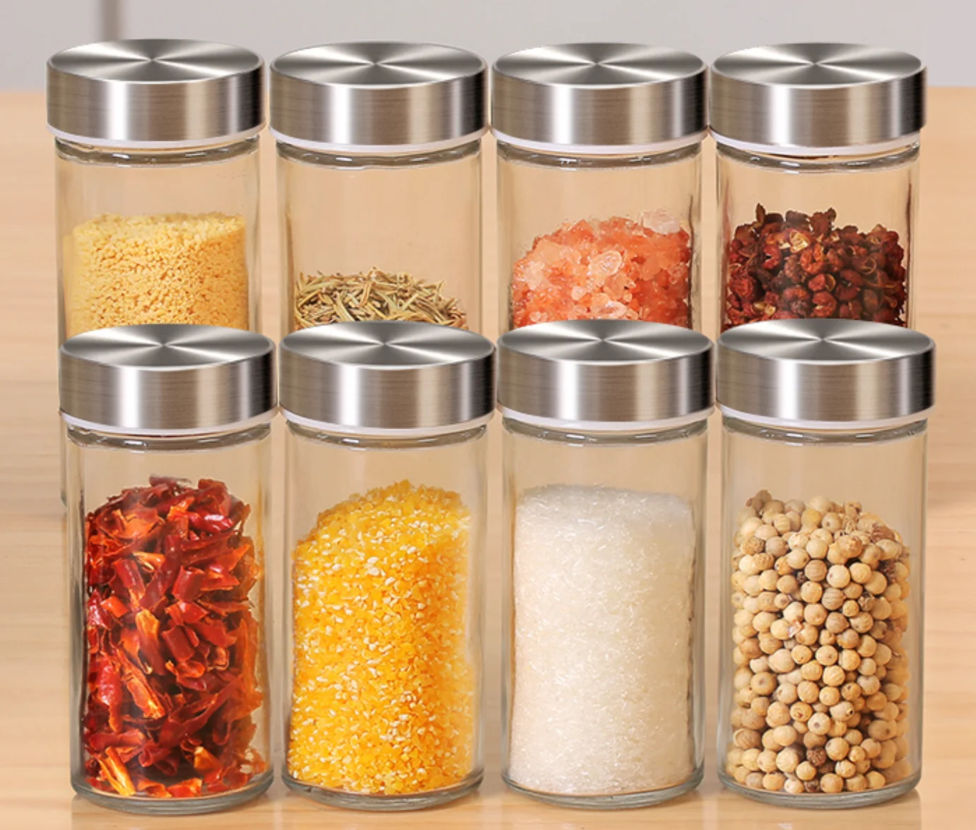 Kitchen tabletop kitchen accessories gadgets herb&spice tool 16pcs rotary stainless steel spice jar racks