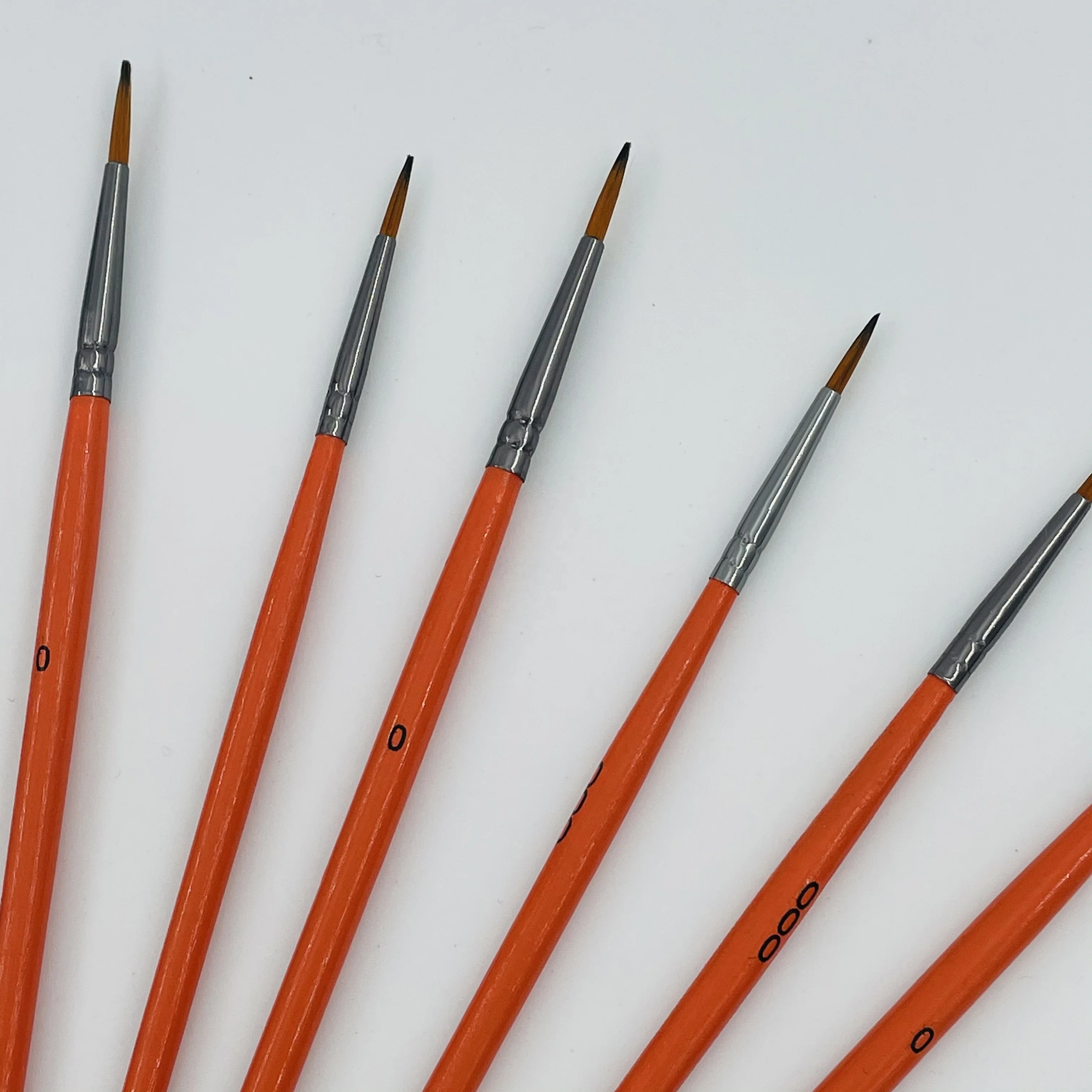2022 amazon hot sale 12 Pcs tiger color nylon grey aluminum tube orange color wooden handle artist paint brush set for oil paint