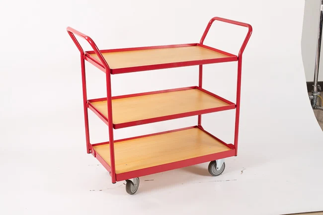 New Design Three  Layers Steel Warehouse Cart Table Trolley With High Quality