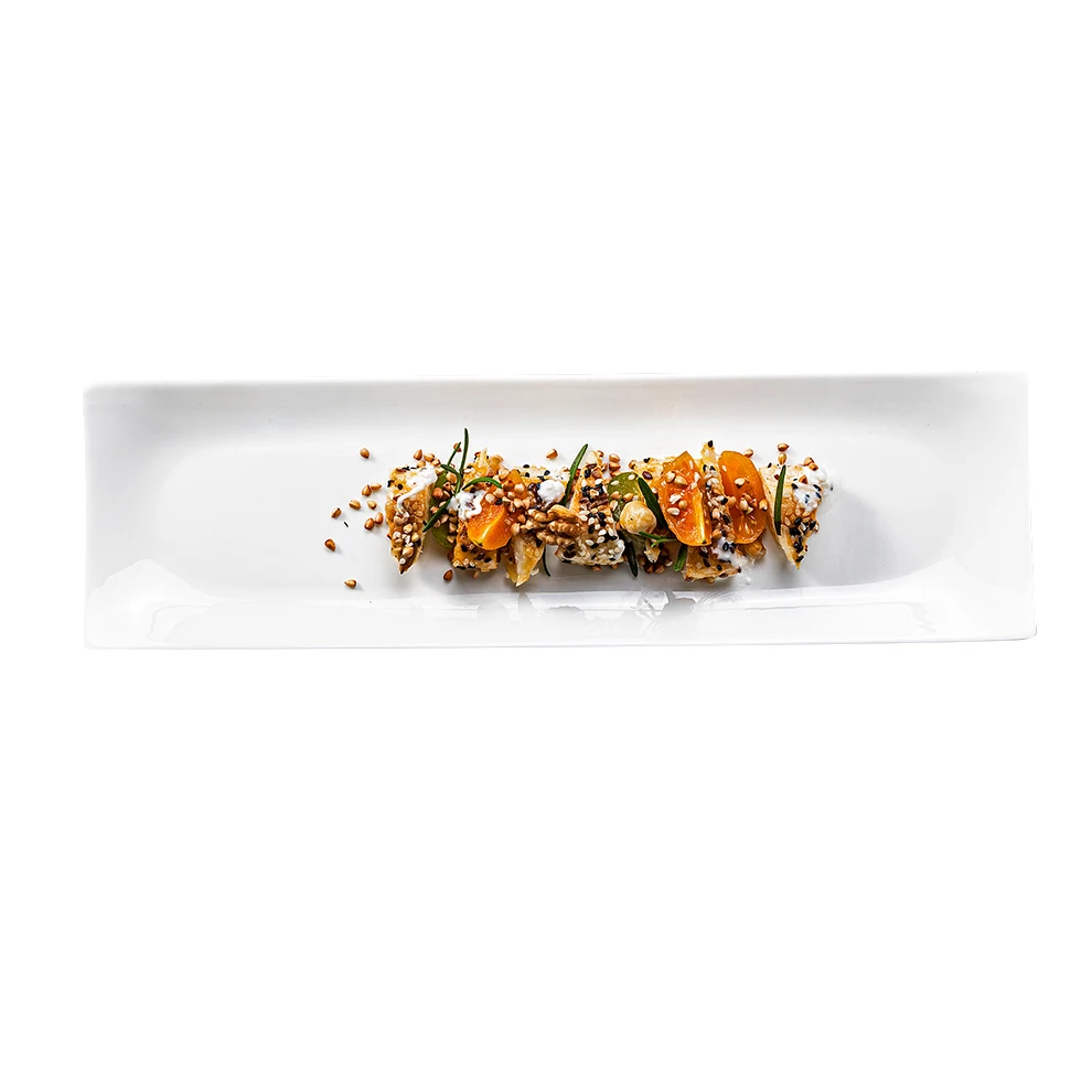 Jiujiuju Crocery Modern Gloss White Tableware De Porcelana Customized Restaurant Logo Dinner Ceramic Unique Susi Long Plates