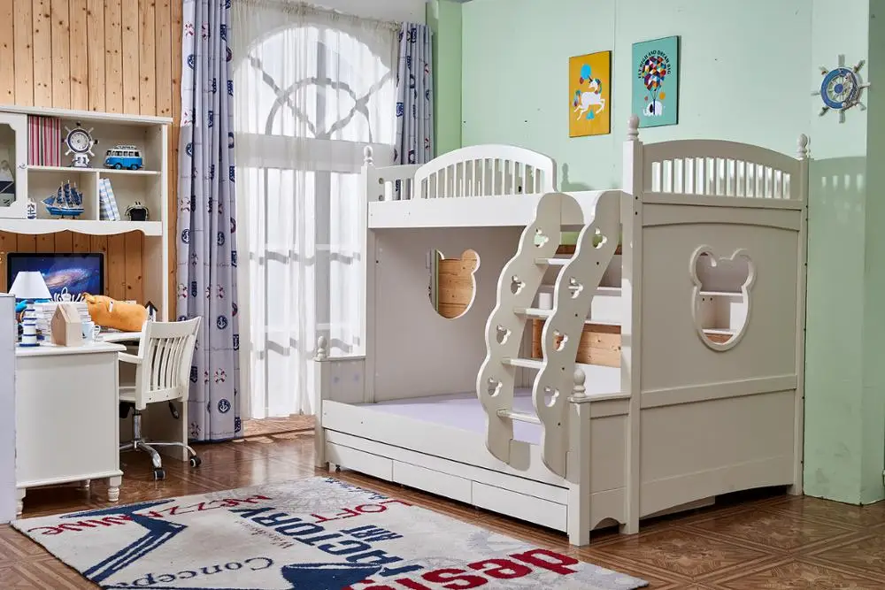 Современная детская деревянная трехъярусная кровать для детей