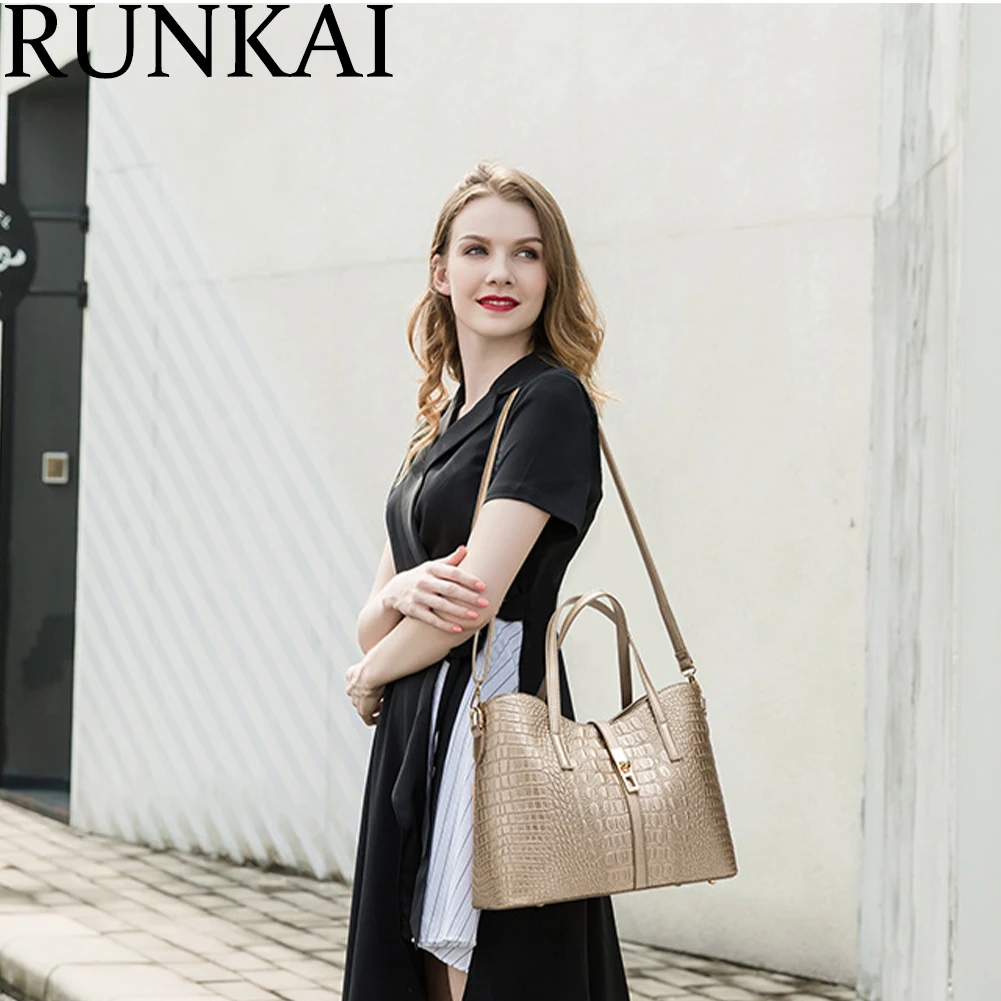 Women hand bags 2021 new Alligator Pattern PU Leather purse ladies handbag shoulder bag 4-piece suit