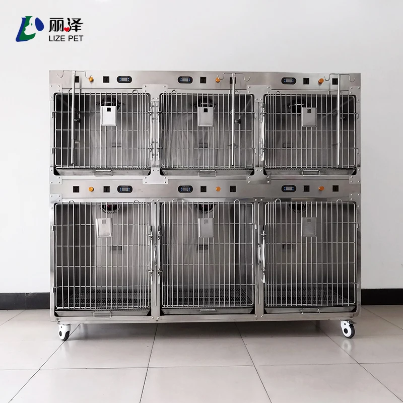 LIZEPET 304 stainless steel heat lamp veterinary oxygen chamber cat dog cage pet inpatient injection recuperation station