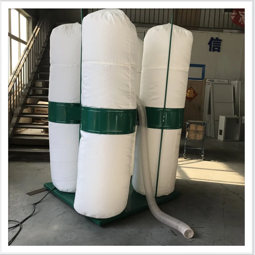 2.2kw to 11.5kw Industrial Double bag dust collector bag filter dust collecting machine wood saw cyclone