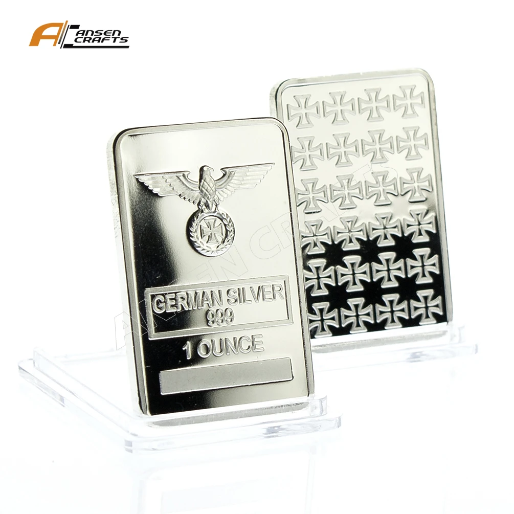 
High Quality Germany 1 Ounce German Eagle Iron Cross Solid Silver 999 Bullion Ingot 
