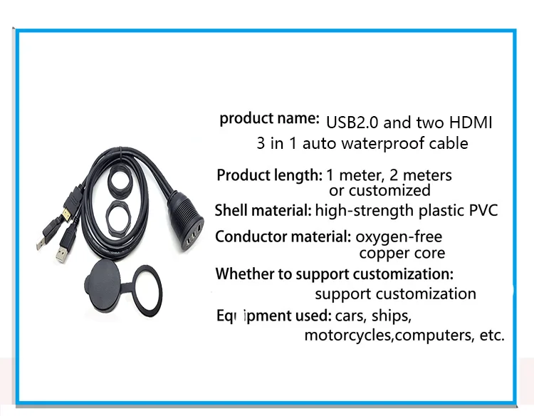 3 ports full HD  streaming data cable USB2.0 and HD MI 19p car laptop phone etc 3 in 1
