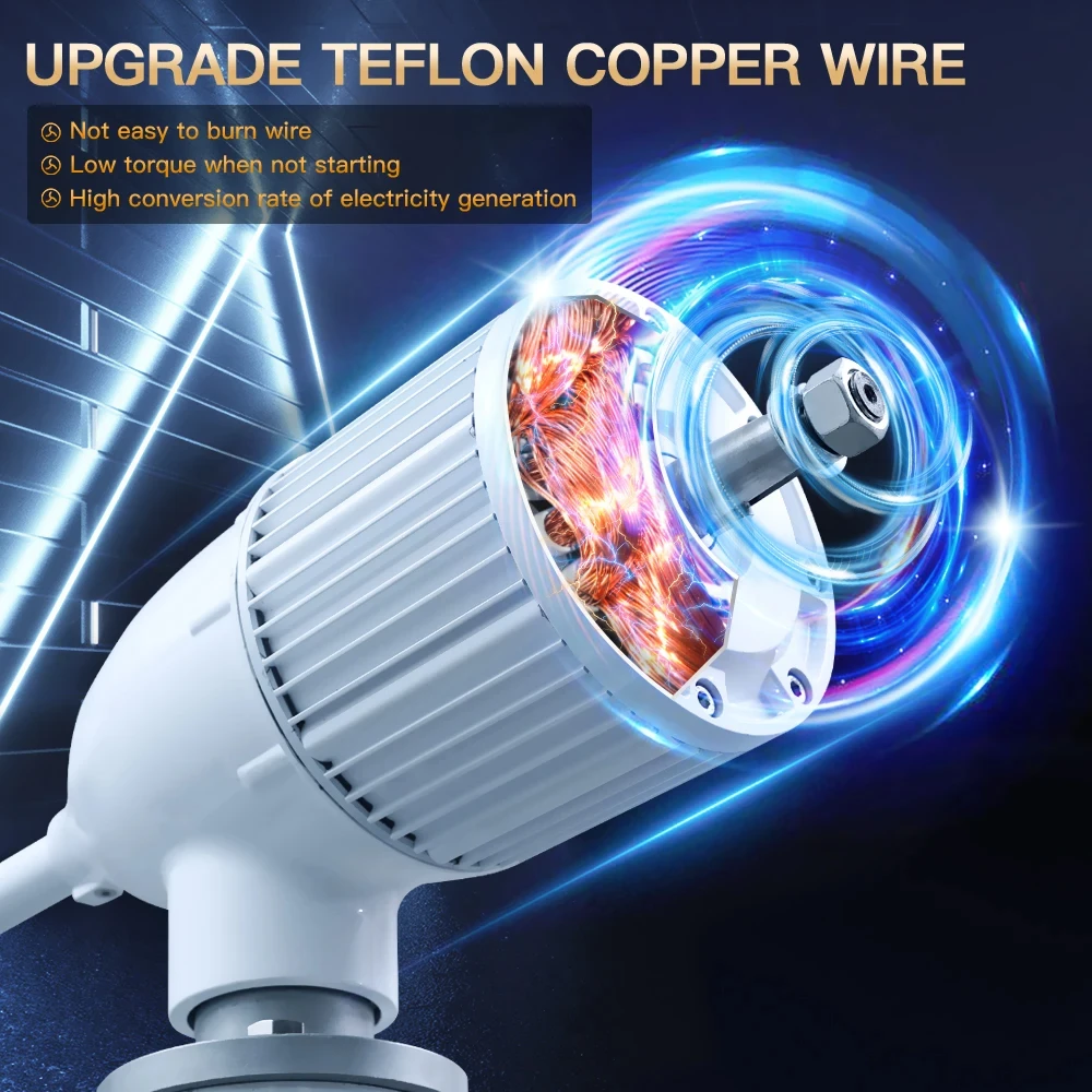 2000w 5kw Horizontal Wind Turbine Generator 24V 48V 96V Free Energy Magnetic Dynamo Strong Power 220v Inverter Output For Home