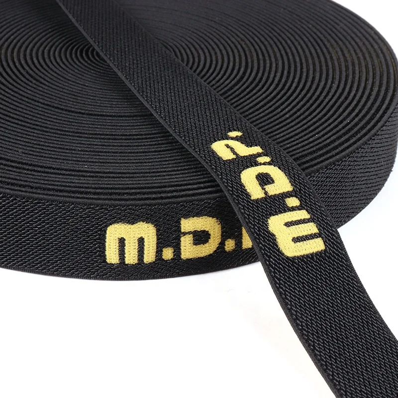 
New jacquard elastic band letter elastic knitting shuttle free black clothing accessories customization 
