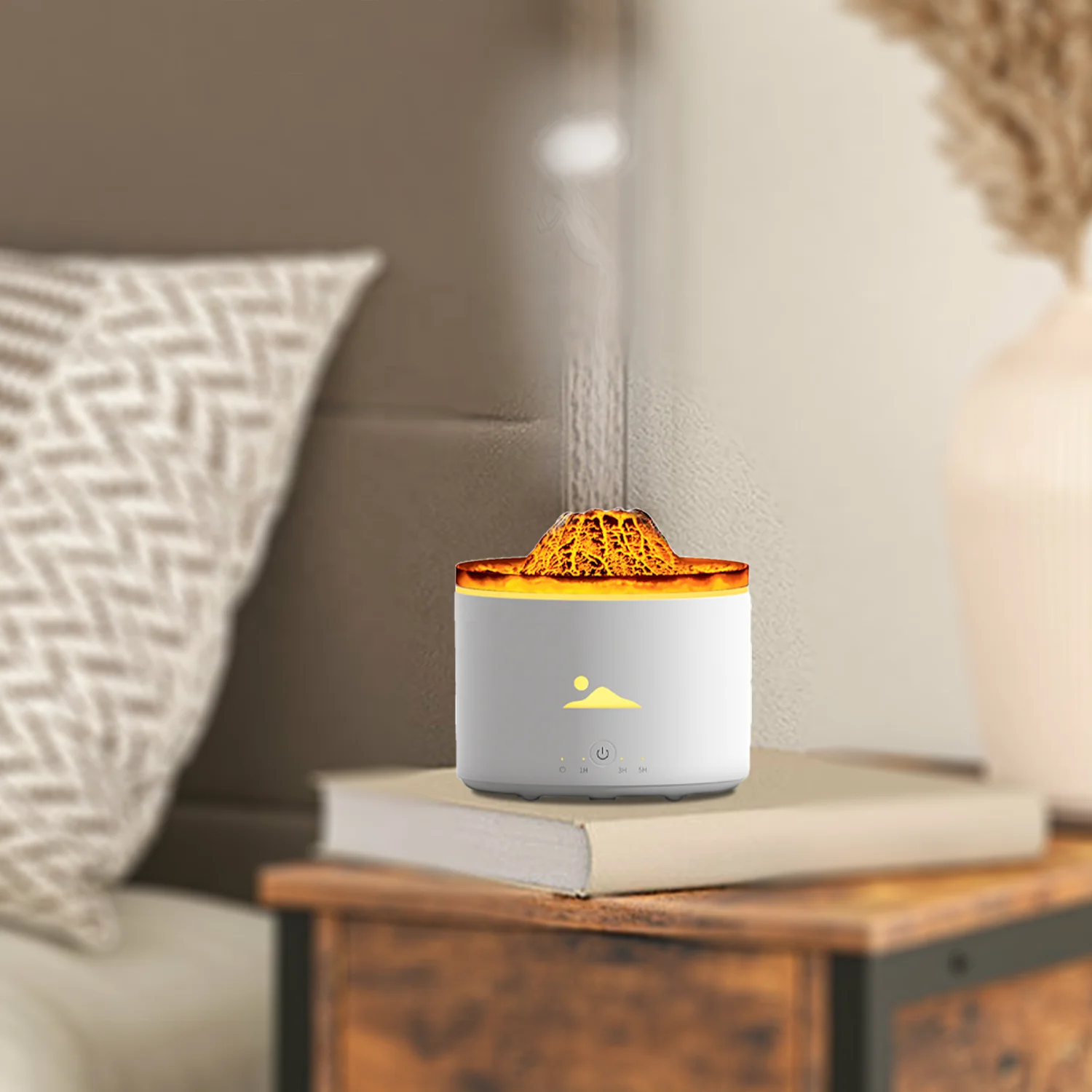 New Unique Smart  Flame Fire Aromatherapy Ultrasonic  Air Humidifier 350ml 7 Colors LED Lamp Aroma Diffuser