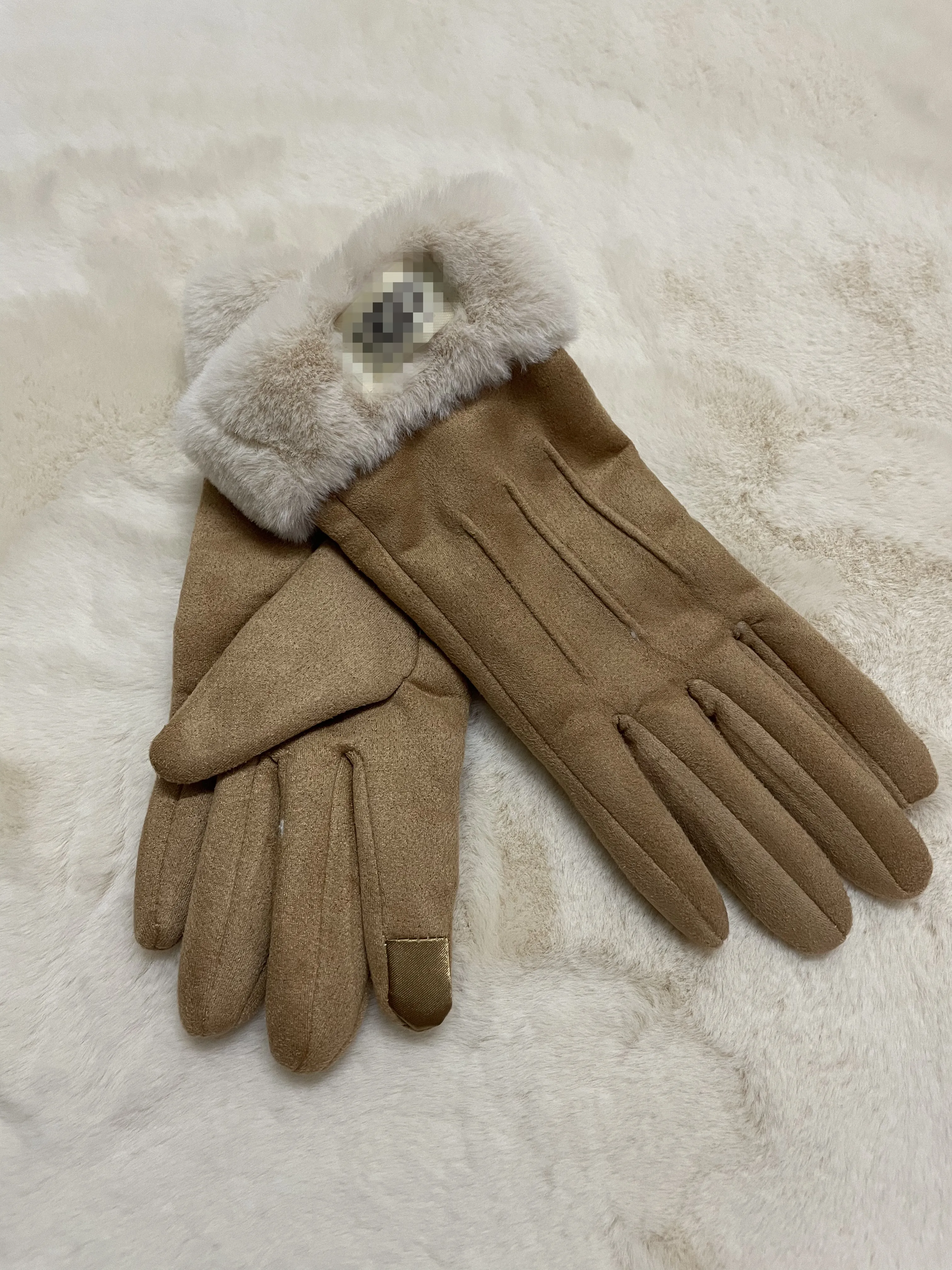 LOGO Trending Autumn and Winter Daily Life Gloves Warmth Soft Woolen Fabric Full- Gloves for Men and Women