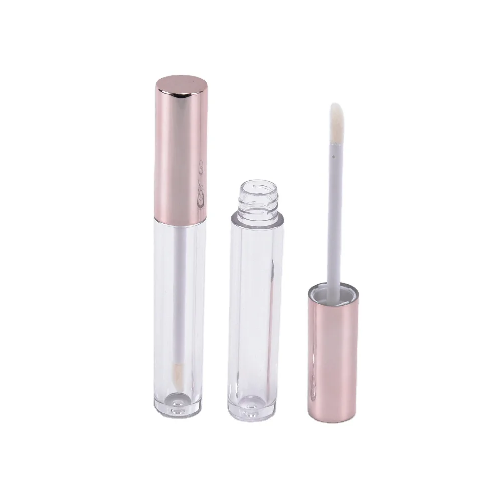 2021 new design fancy clear rose gold brown white 3ml lipgloss tube empty custom label lip gloss tube with wands