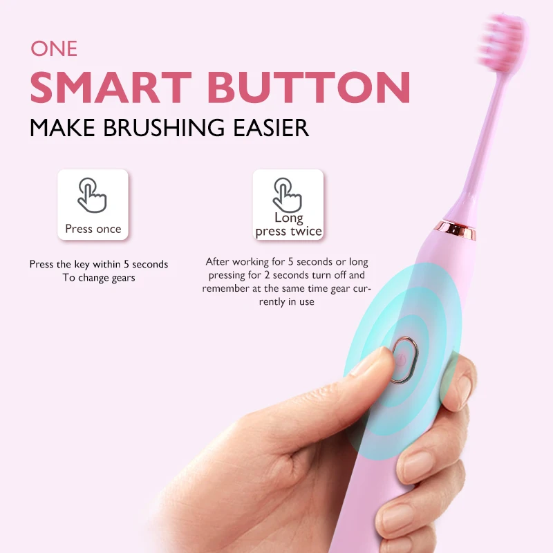 White color electric toothbrush with  CE FCC certificate IPX7  China whole sale OEM Customized logo package