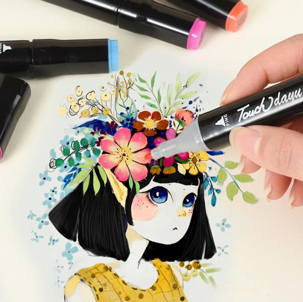 
Touch 168 Colors School Children Art Dual Tip Brush Marker Pens set 