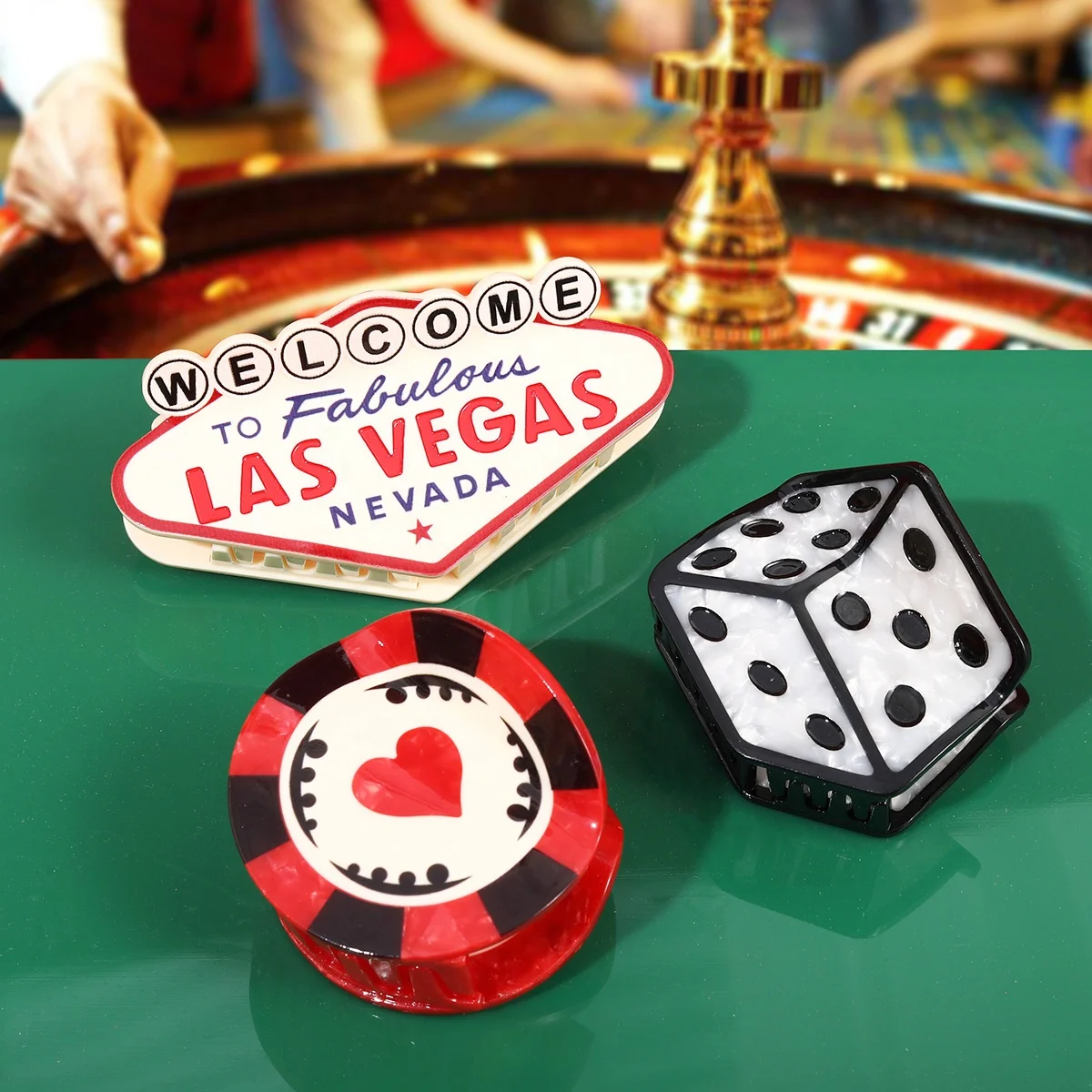 Personalized Cellulose Acetate Hair Claw Customize Hair Claw Las Vegas Gaming High Quality Hair Claws