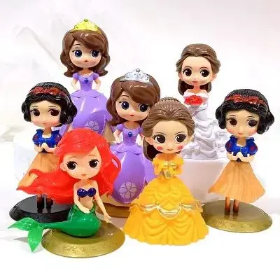 Custom Princess Figures Toy OEM 3D Cartoon PVC Anime Action Figure Cinderella Aurora Belle Figurine for Boys