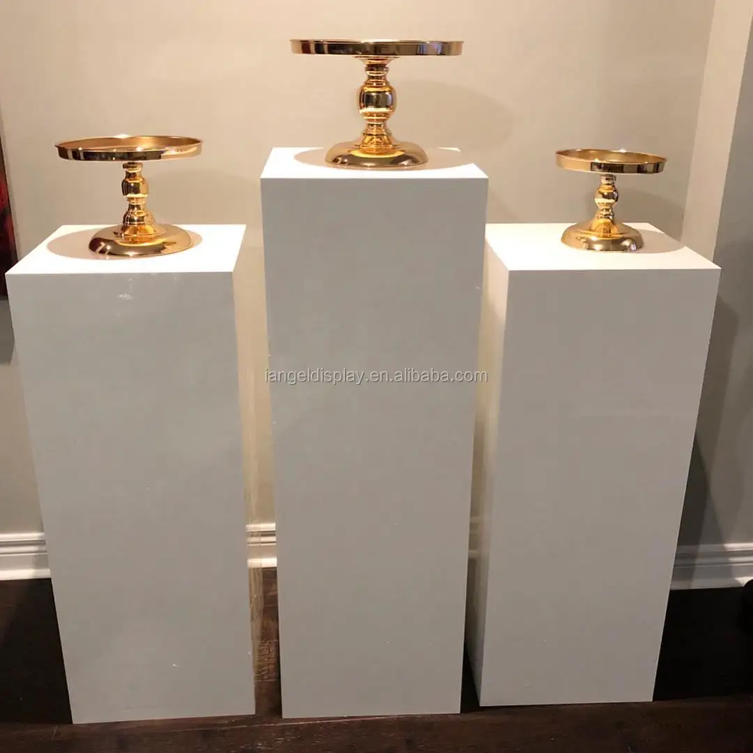 Iangel custom 70cm high acrylic white wedding decoration square column display rack