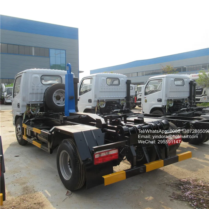 dfac small 2ton china hydraulic lifter dump hook loader roll on roll off garbage bin truck