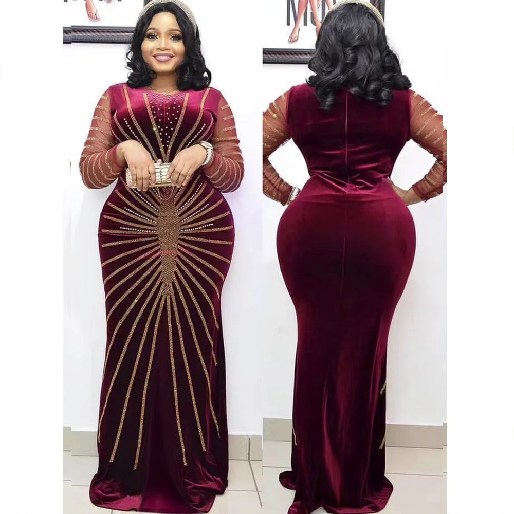 Slim fishtail shining beaded open sleeve elegant party night dress