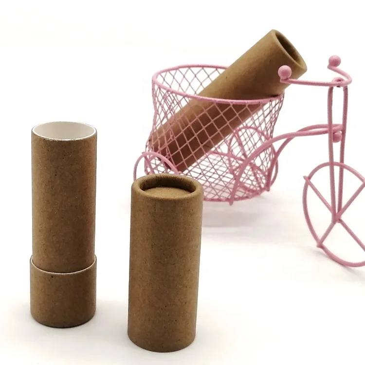 
100% Plastic Free Eco Friendly Cardboard Containers Push Up Kraft Paper Tubes For Cosmetic Lip Balm Deodorant Stick 