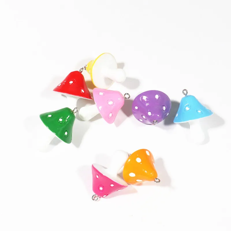 3D Cute kawaii Kids Cartoon Mini Resin Charm Mushroom DIY Pendant Charms for jewelry making earrings Keychains