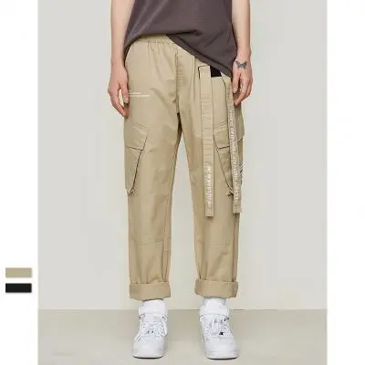 Wholesale Printed Streamer Stretch Cargo Streetwear Pants for Men Stereo Pockets Custom Logo