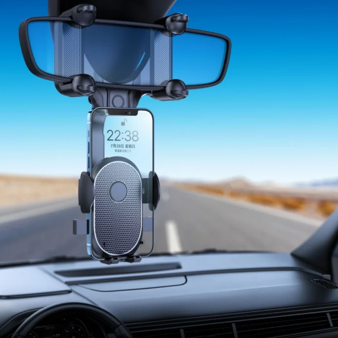 Adjustable Long Neck Rotatable Retractable Car 360 Degree Universal Rearview Mirror Car Mobile Car Phone Holder