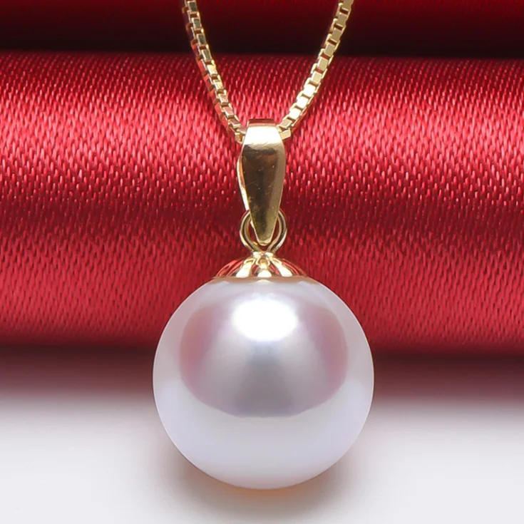 8mm round shape genuine 18K pure solid gold fresh water real freshwater cultured natural wholesale pearl necklace jewelry