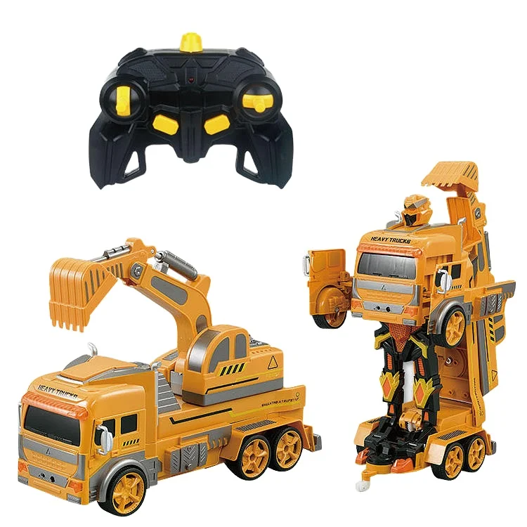 Hand-controlled car truck robot RC drift car transformation with LED lights remote control excavator transformation toys