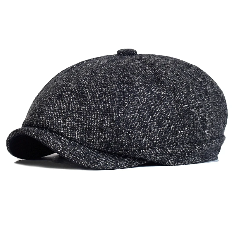 Newsboy Cap Baker Detective Boy Hat Flat Caps 8 Panel Peaky Herringbone Tweed Retro Driver Beret Cap for Men