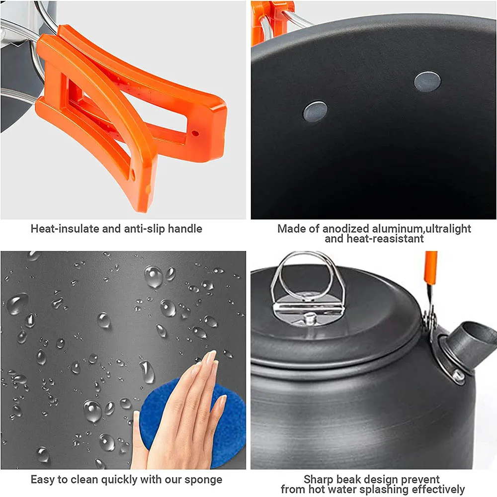 Factory wholesale Camping Cookware Kit Outdoor Cooking Set Aluminum Equipment