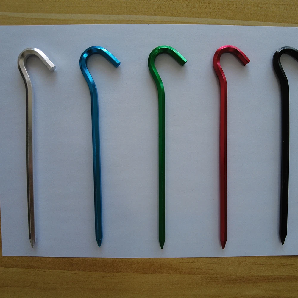 Wholesale Outdoor Camping Sturdy Tent Pegs Aluminum, High Quality Mix Colors Question Mark Tent Pegs
