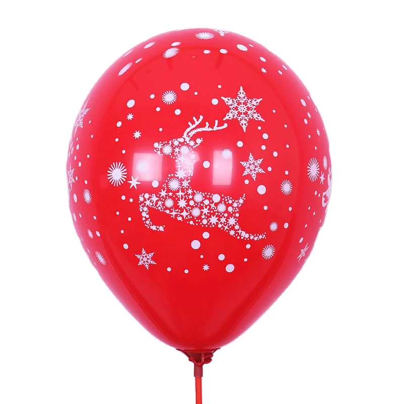 Party Balloons Color Merry Christmas Decoration Latex for New Eco-friendly Single Unisex Printed Hot Sale12inch Green and Red